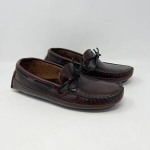 Minnetonka Essential Driver Moccasins Mens 9.5 Dark Brown Leather Casual Loafers